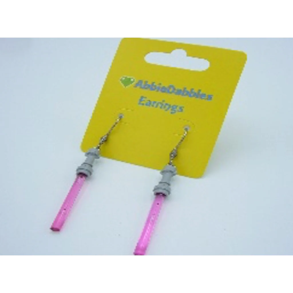 Pink Lightsaber Earrings - Custom LEGO Jewelry