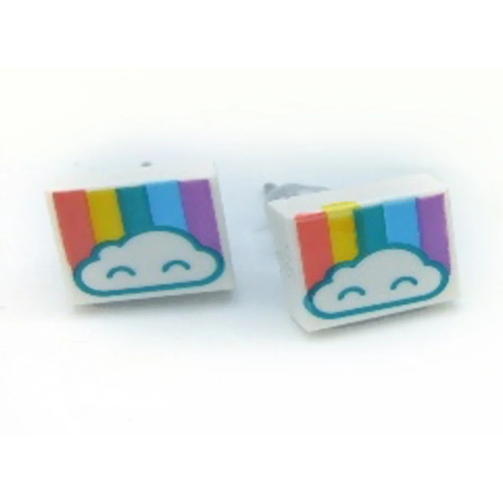 Rainbow Studs Earrings - Custom LEGO Jewelry - Image 2